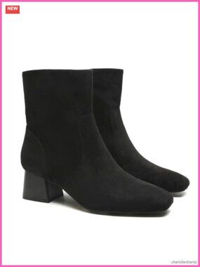 Women's Ankle Boots Low Heel Square Toe Suede Booties Fall Dress Boots